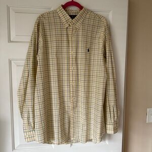 Ralph Lauren Classic Yellow Plaid Long Sleeve Button Up Shirt XL